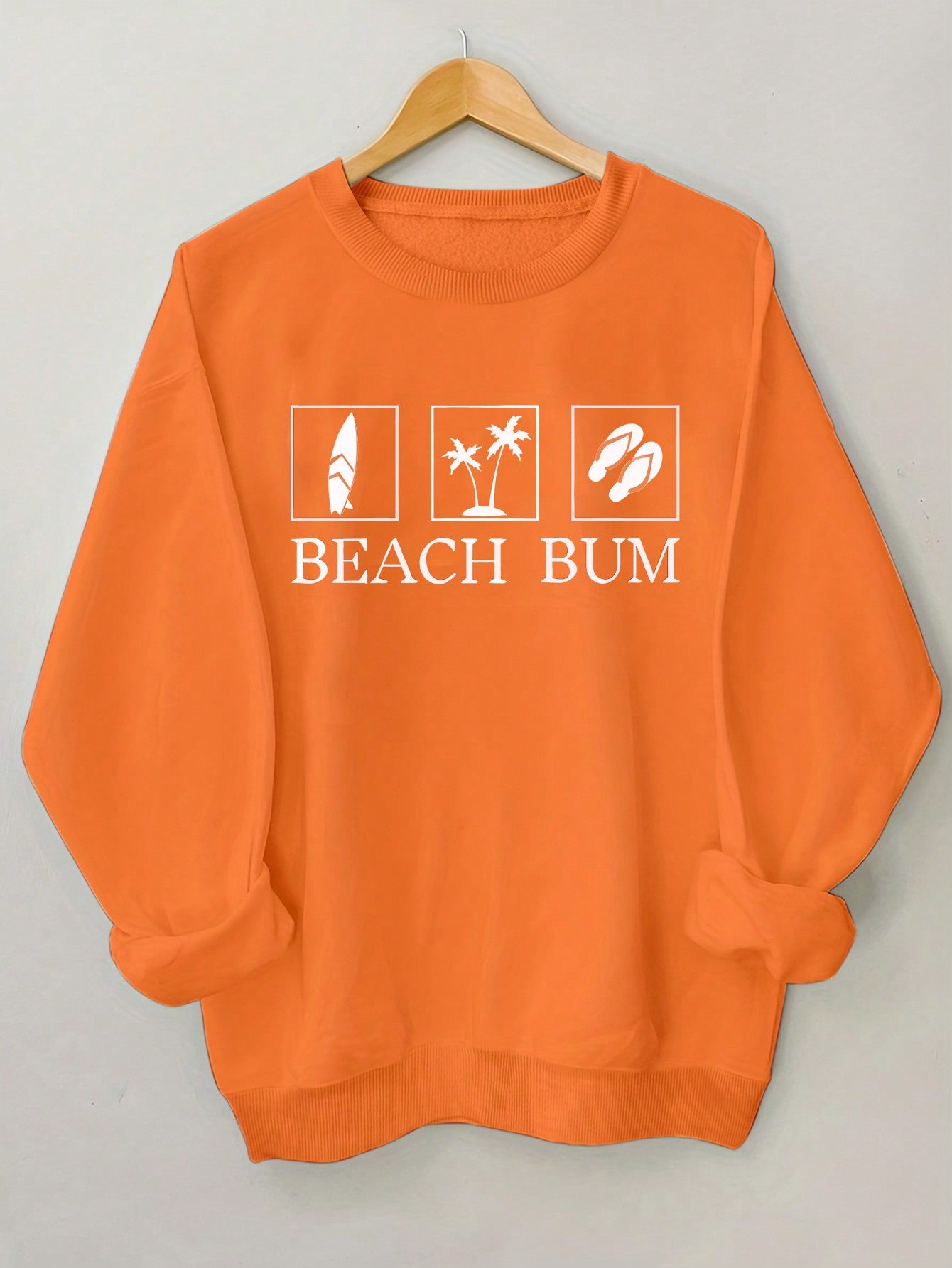 Casual Loose Fit Round Neck Letter Print Sweatshirt