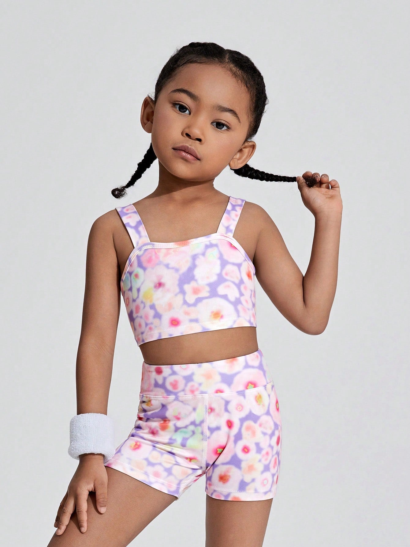 Girls Tie Dye Active Tank & Short Set For Dailywear