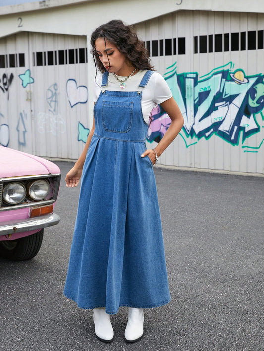 Teen Girl Denim Dress Comfortable Casual Fashionable All-Match Academy Style