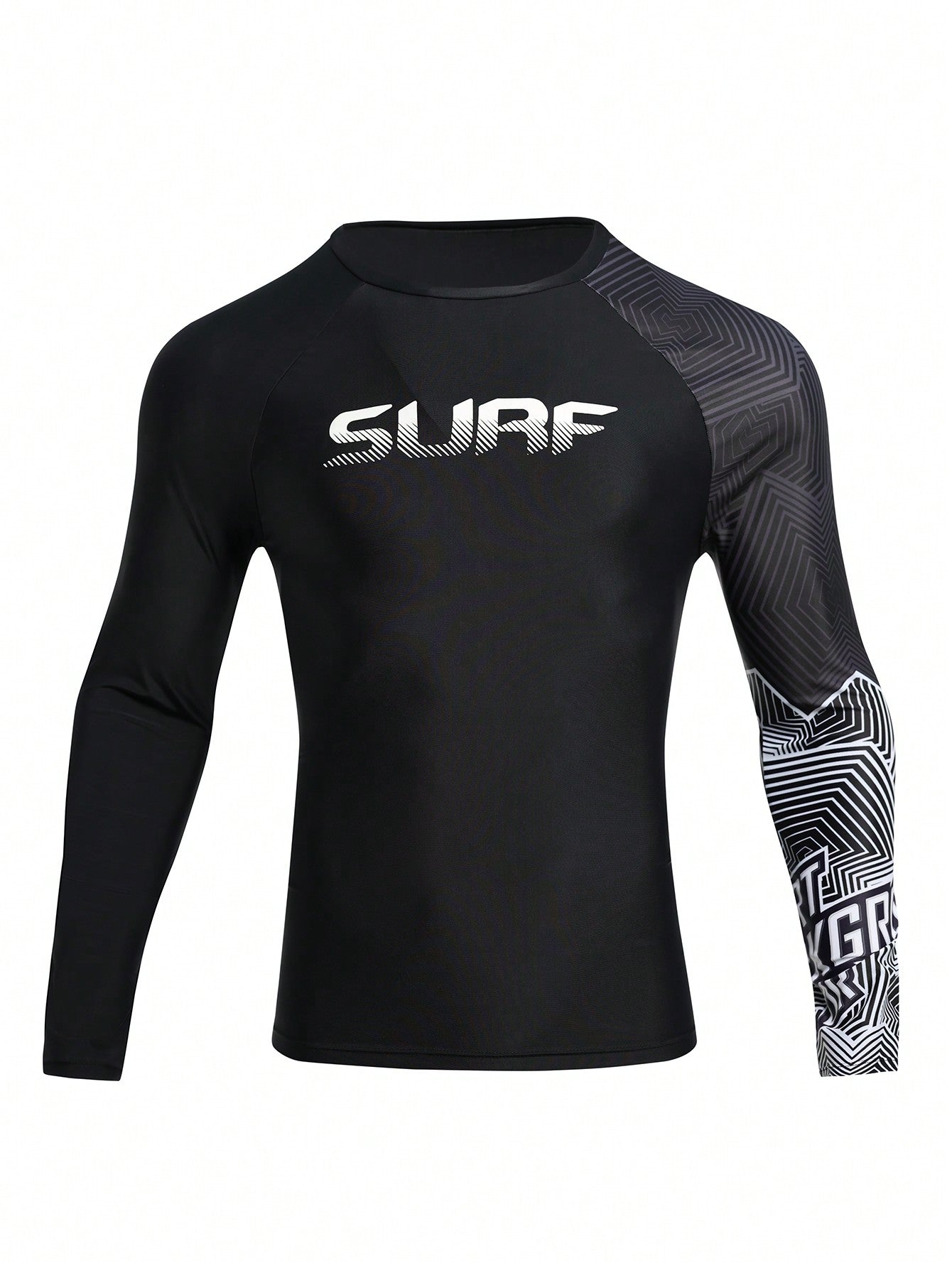 Men's Summer Beach Letter And Striped Printed Surf Long Sleeve T-Shirt