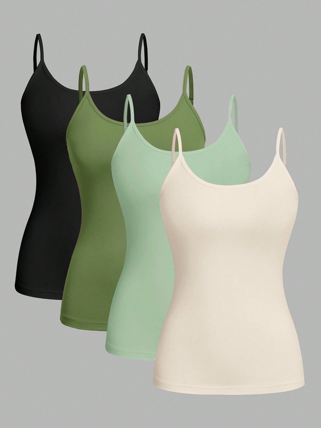 4pcs Casual All-Match Tank Tops Set For Women, Slim Fit, Suitable For Summer