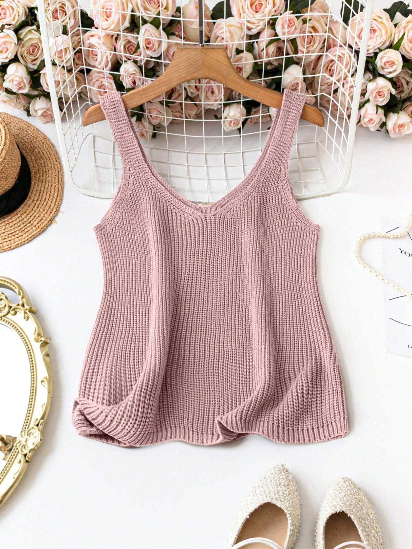 Women Plus Size Fashionable Simple Solid Color Knitted Top, Versatile