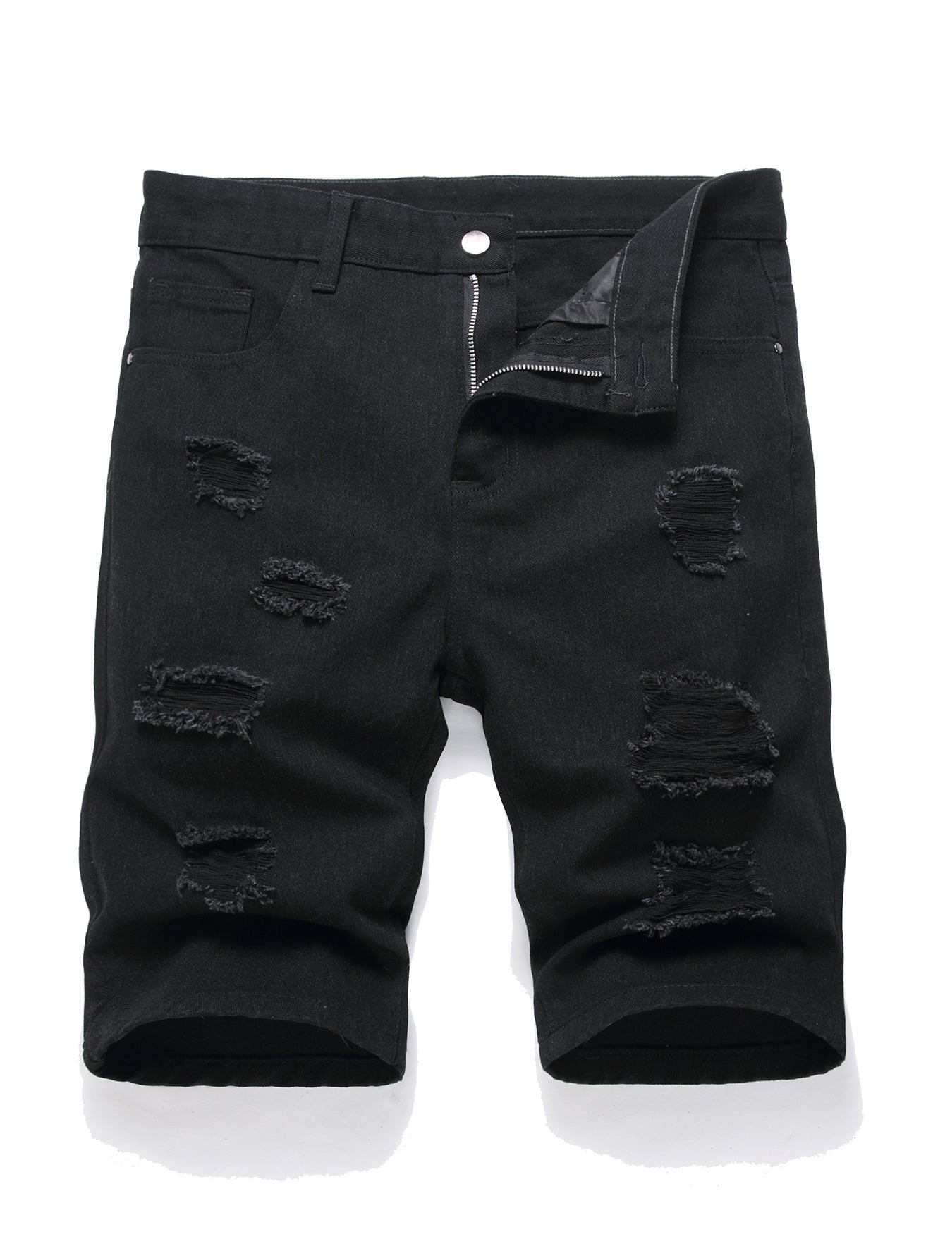 Men Ripped Frayed Denim Shorts