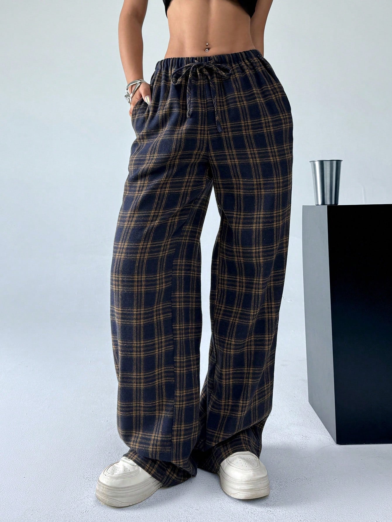 Women'S Plaid Trousers With Pockets