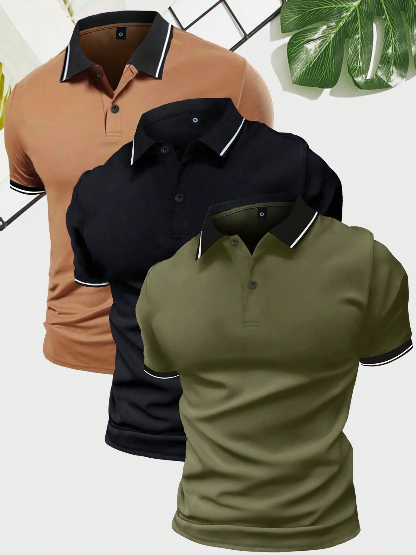 3pcs/Set Summer Short Sleeve Polo Shirt For Men, Colorblock Design Retro All-Match Casual Sports Holiday Outdoor Tops