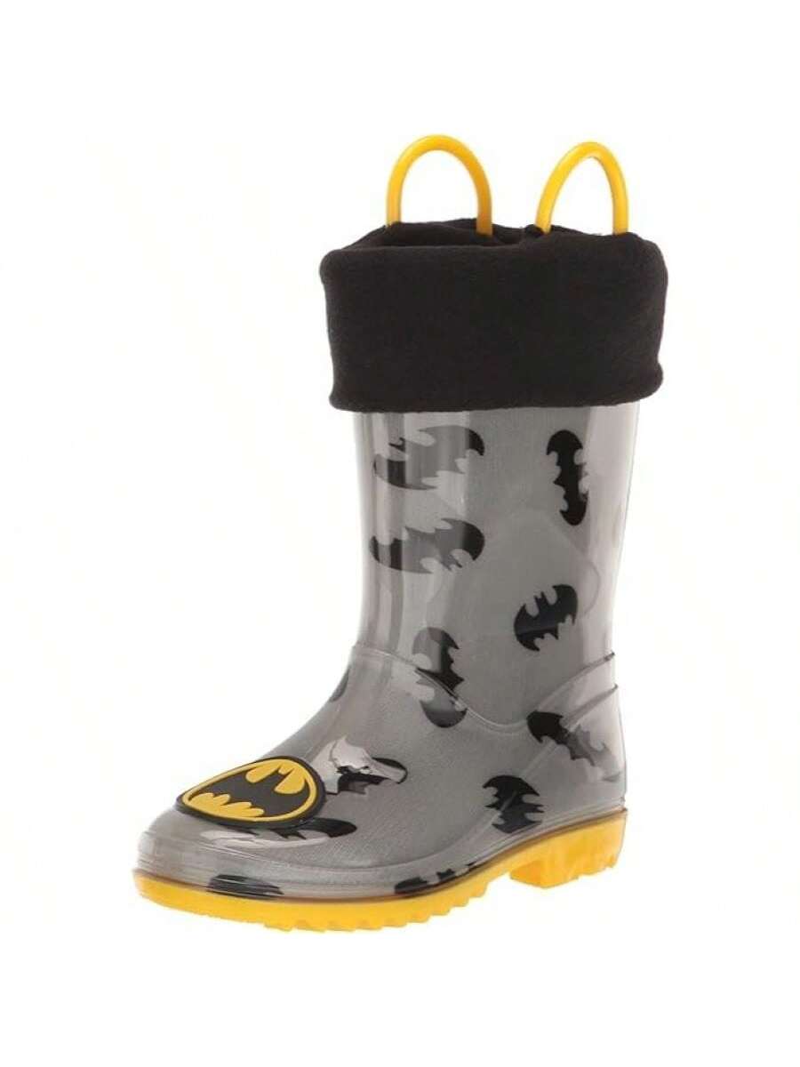 Batman Kid's Rain Boots With Soft Removable Liner, Shoe Size 9T-13