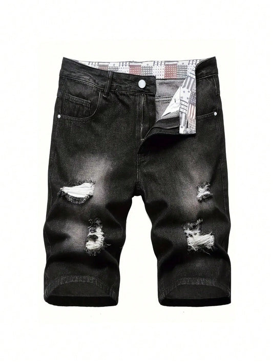 Tween Boy Fashionable Distressed Denim Shorts