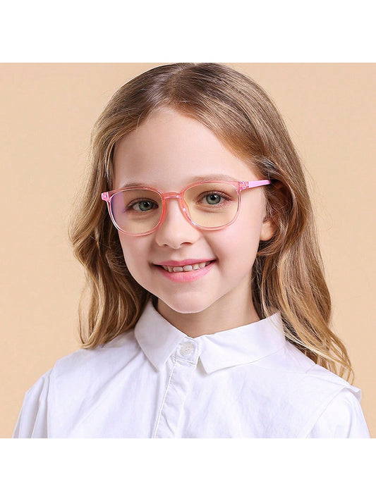 1 Pc Boys Girls Middle And Big Kids Square Anti-Blue Light Flat Glasses For Daily Use