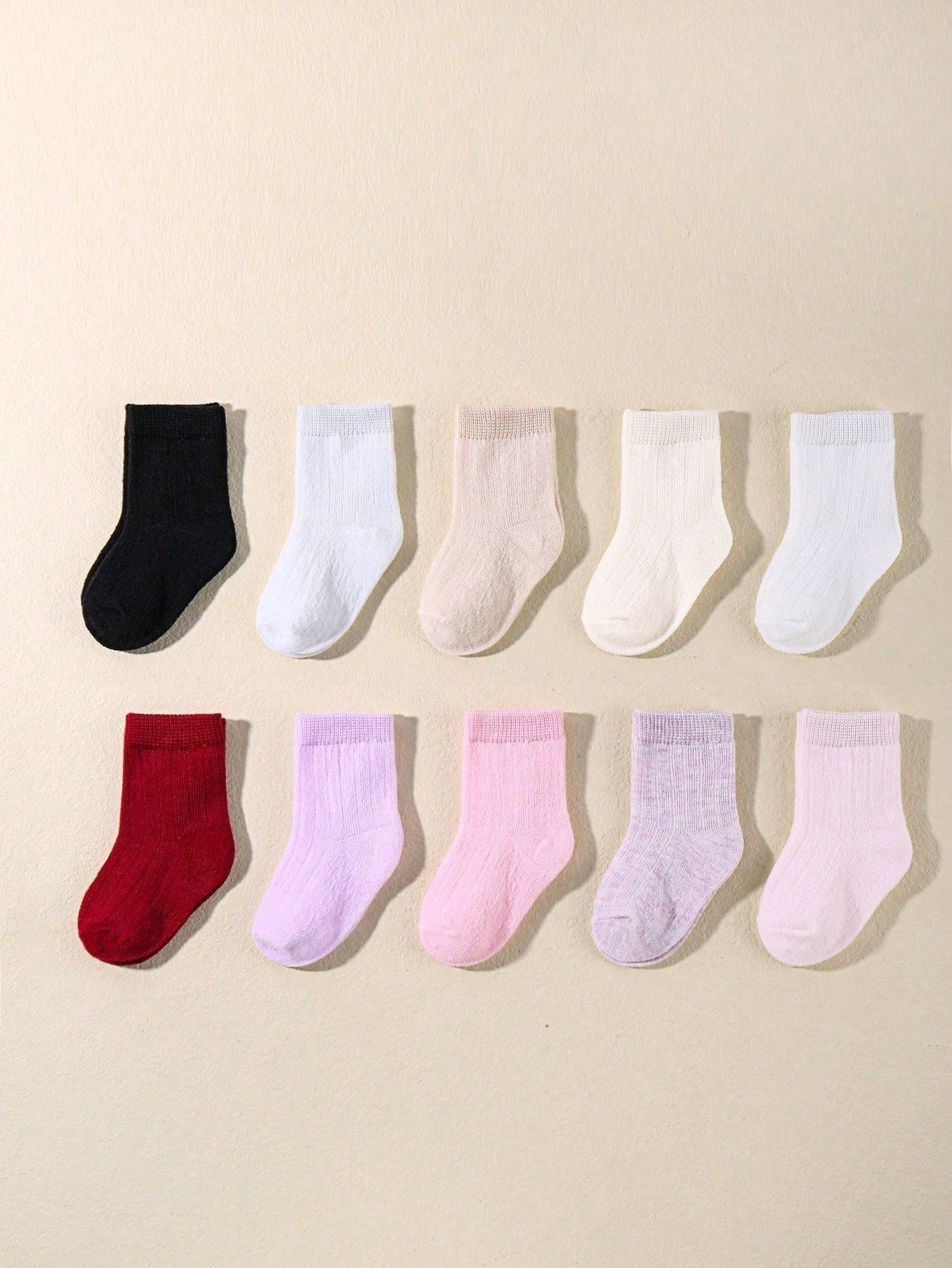 10 Pairs Baby Infant Solid Color Short Socks