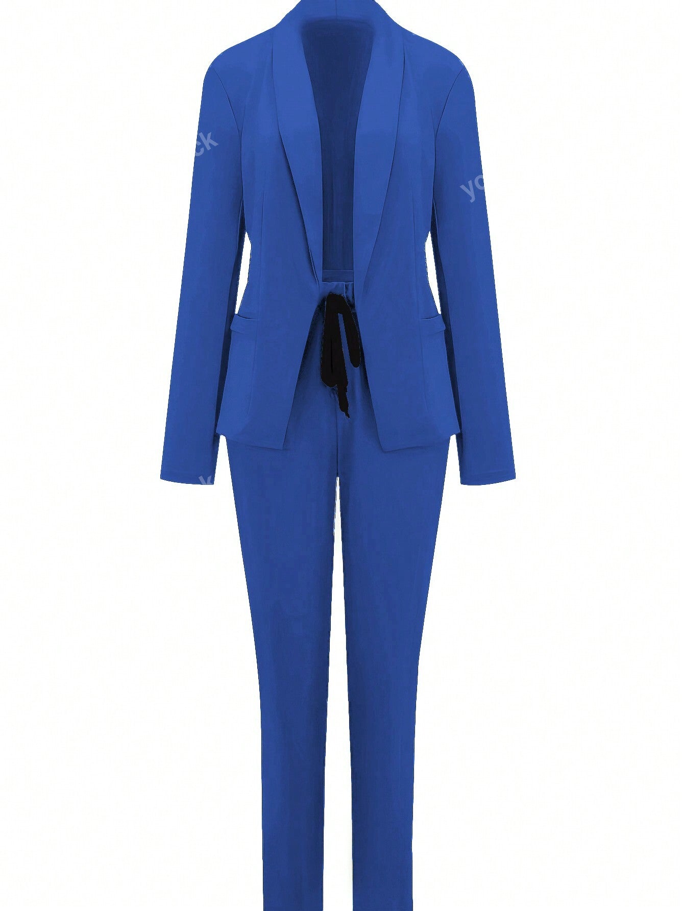 Women's Solid Color Shawl Collar Long Sleeve Suit Jacket And Pants Set