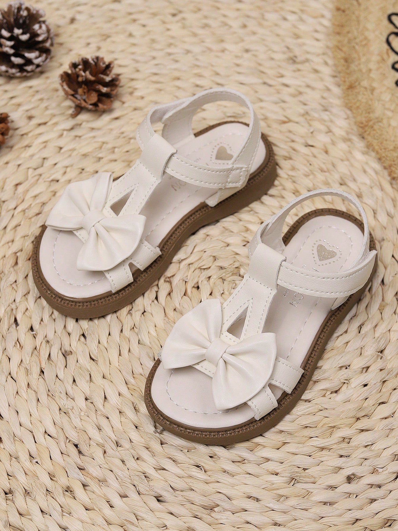 2024 Children New Summer Bow Detail Design Sandals With  Straps, Fashionable Princess Style, Open Toe, Non-Slip, Casual And Versatile, For Holiday, Beach And Outdoor Activities