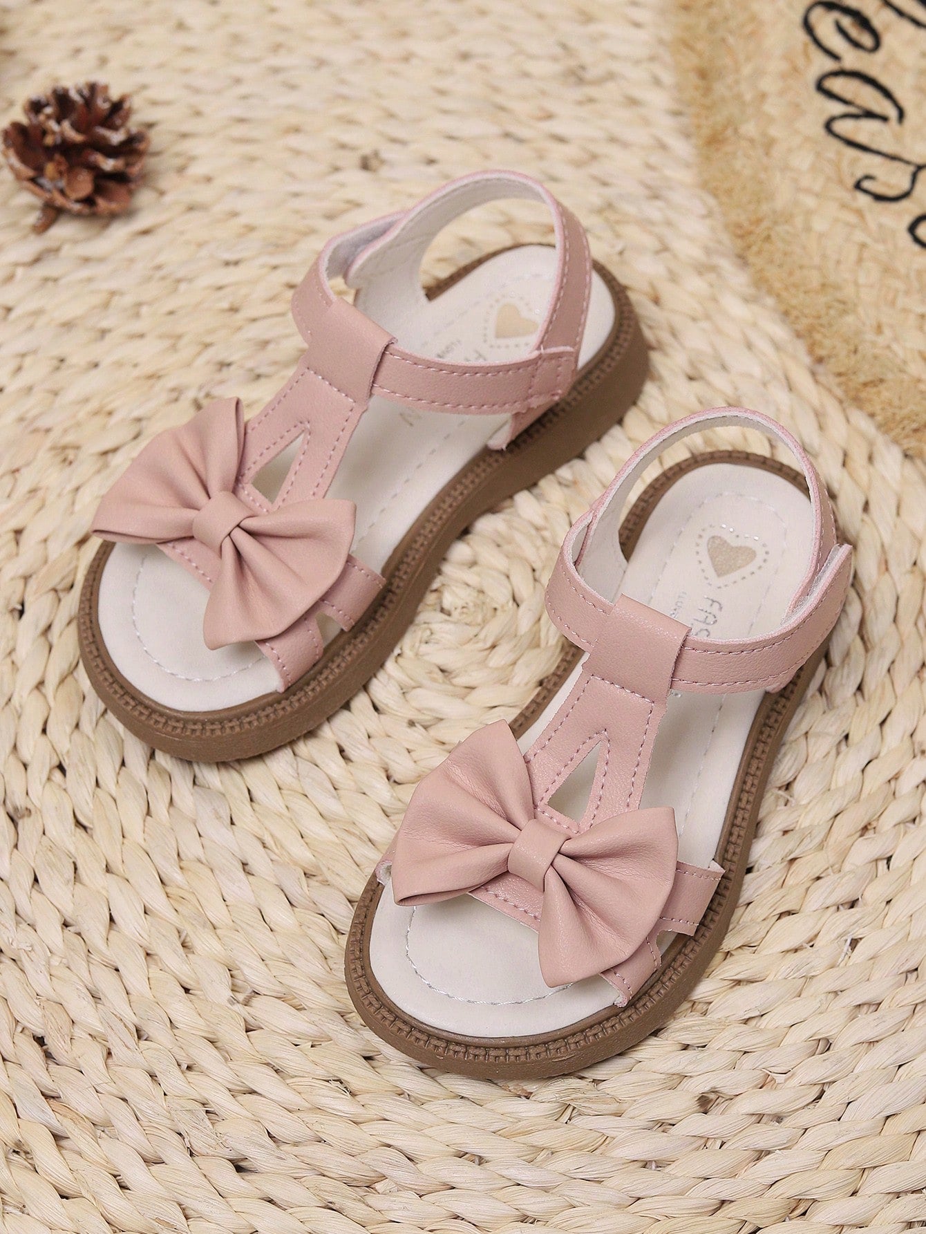 2024 Children New Summer Bow Detail Design Sandals With  Straps, Fashionable Princess Style, Open Toe, Non-Slip, Casual And Versatile, For Holiday, Beach And Outdoor Activities