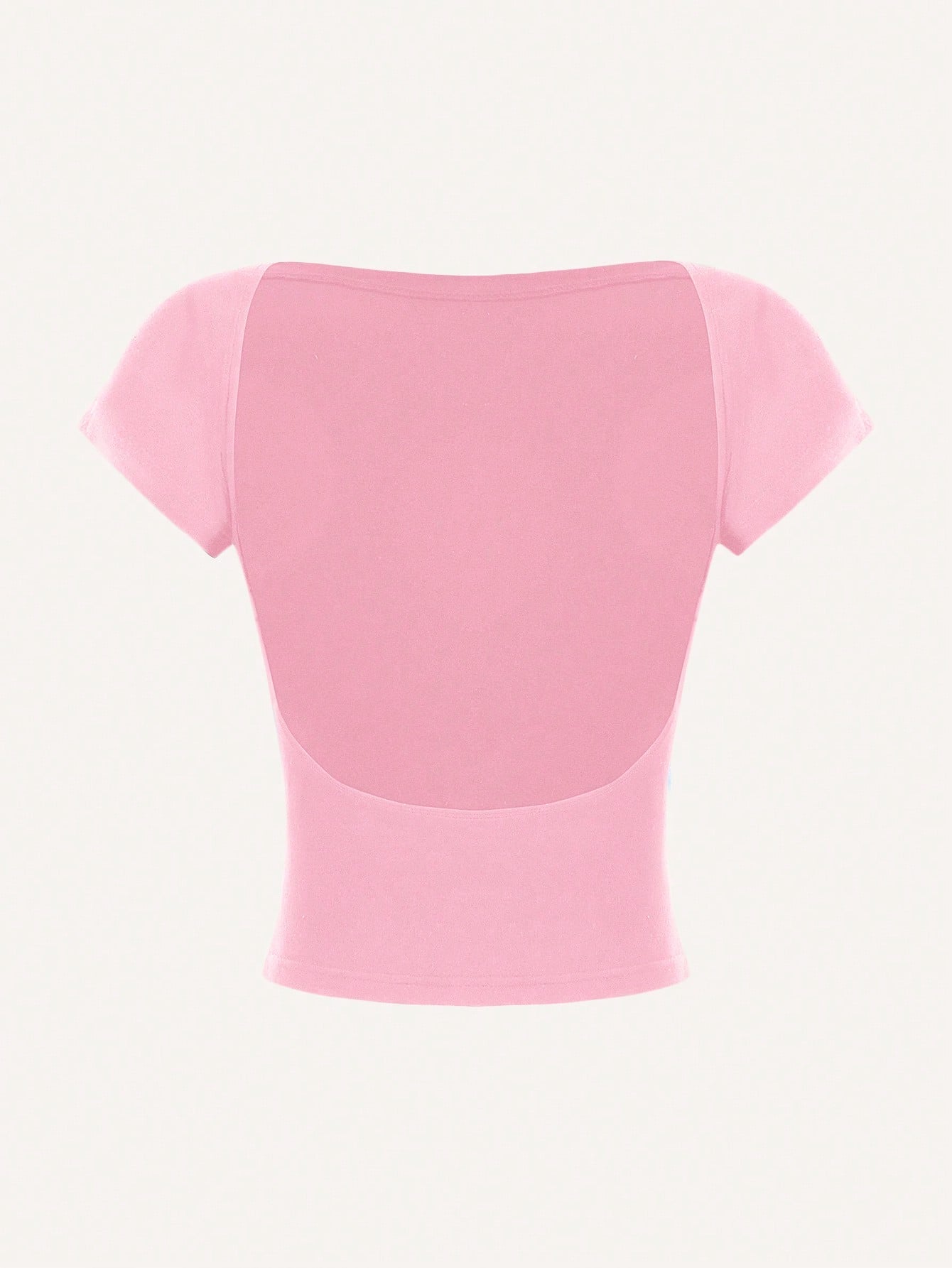 Sexy Casual Minimalist Solid Off-Shoulder Short Sleeve Backless Slim Fit Women T-Shirt, Summer