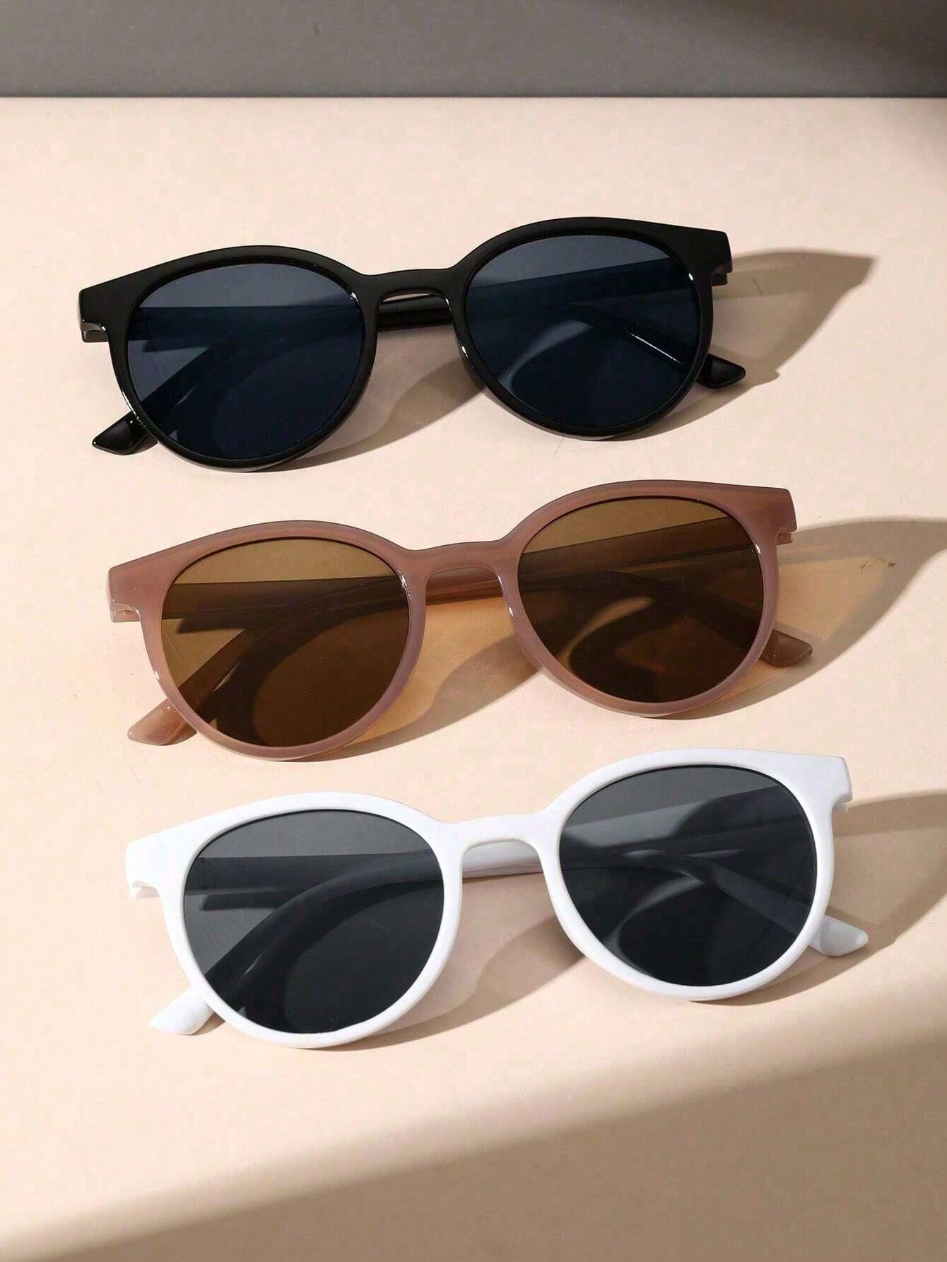 3pcs/set Korean Retro Full Frame Round Sunglasses