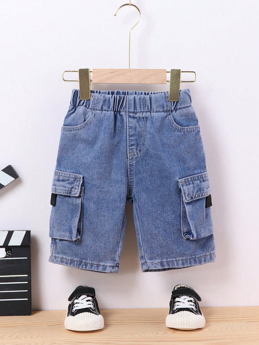 URBAN STREET SPORTY YOUNG BOY DENIM SHORTS WITH FLAT POCKETS