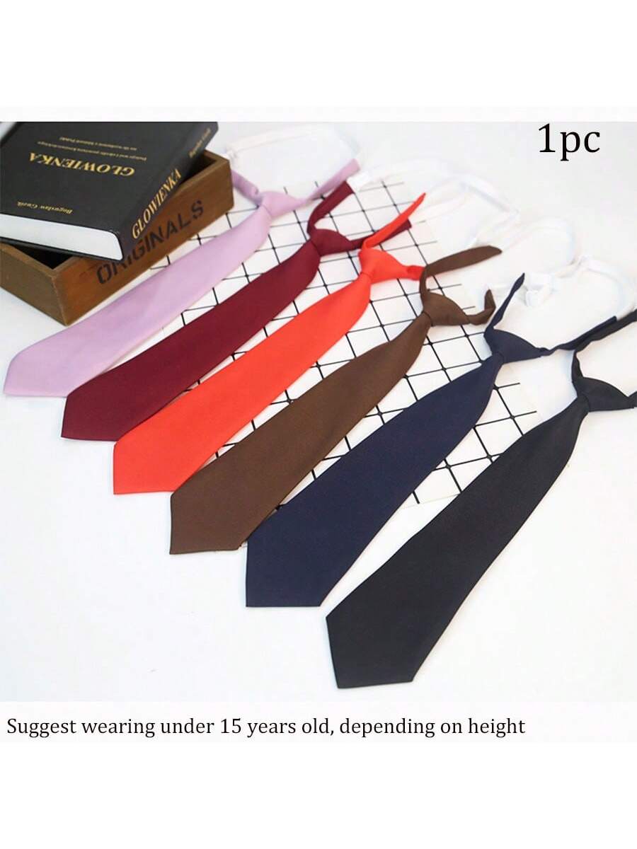 1pc 33cm Adjustable Solid Color Necktie For Boys, Students, Performances, Suits, Dress Shirts, Daily Accessories