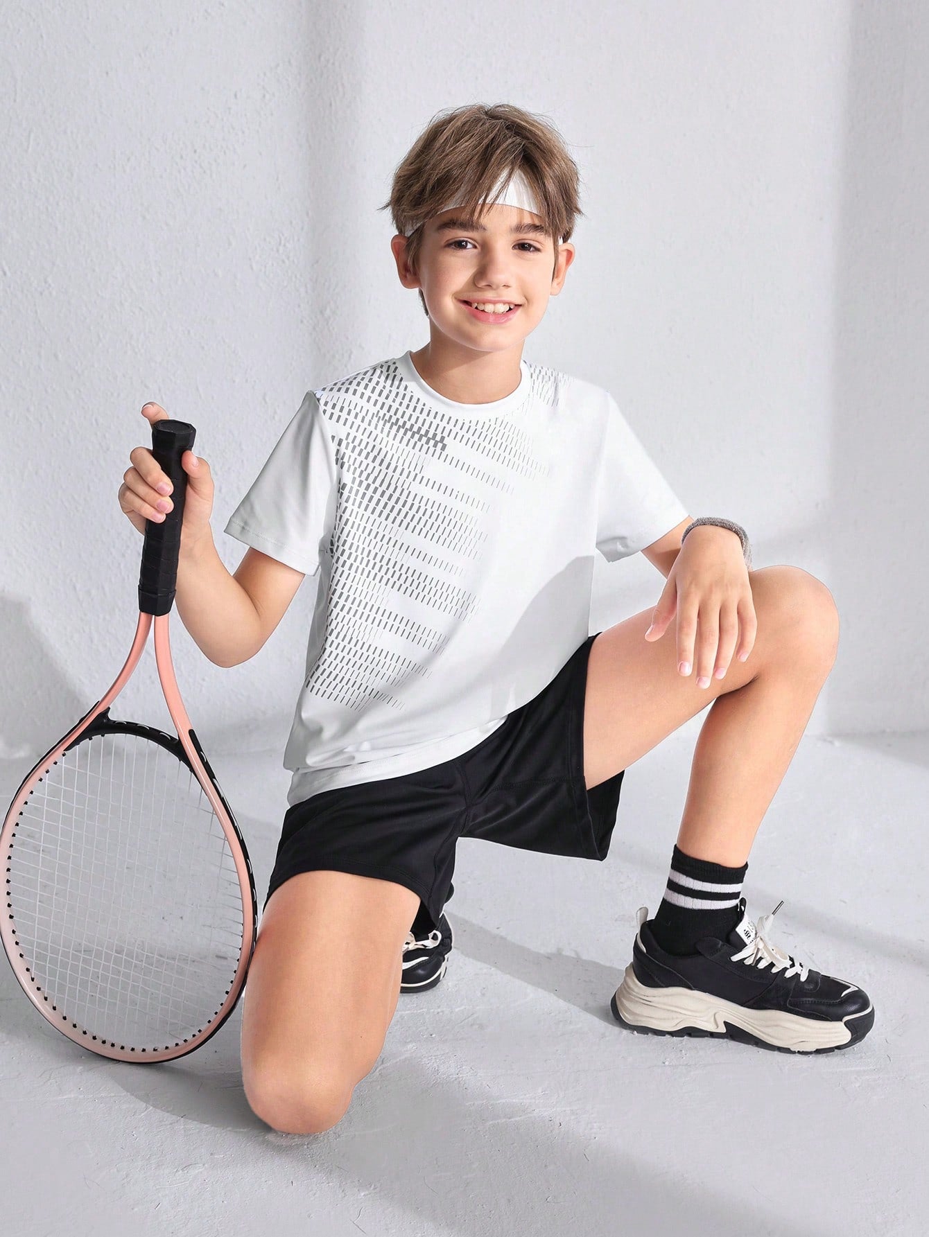 Tween Boy Simple Daily Round Neck Short Sleeve Shorts Set