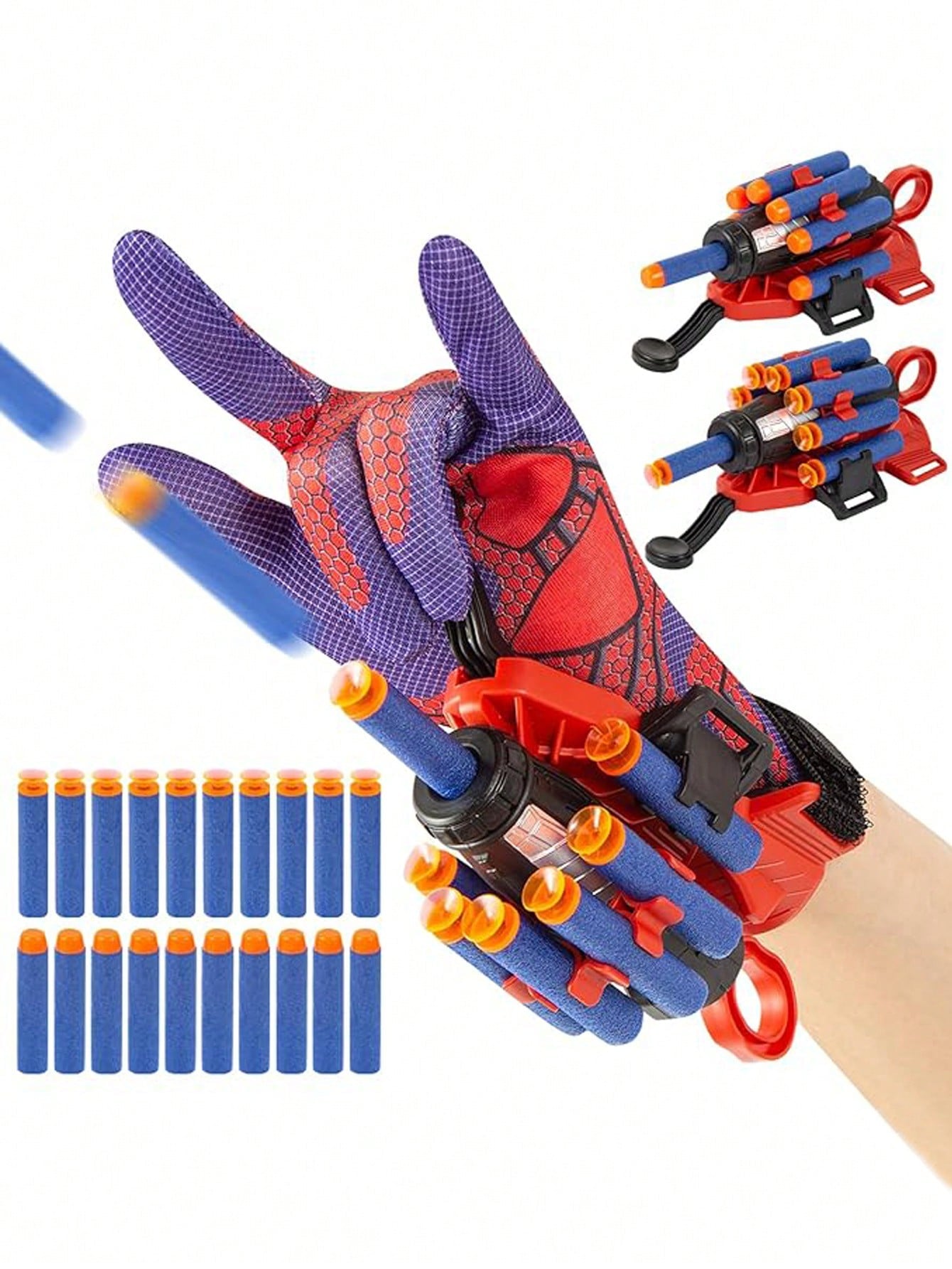 1set Role-Play Wrist Launcher Decoration Accessories Prop Shoot & Glove Kids Hero Character  Costume Boys Birthday Gift (Color Randomization On Some Parts)