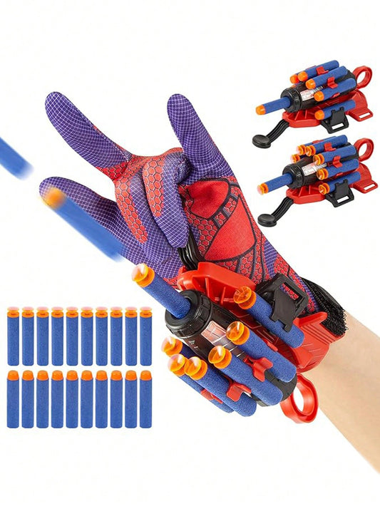 1set Role-Play Wrist Launcher Decoration Accessories Prop Shoot & Glove Kids Hero Character  Costume Boys Birthday Gift (Color Randomization On Some Parts)