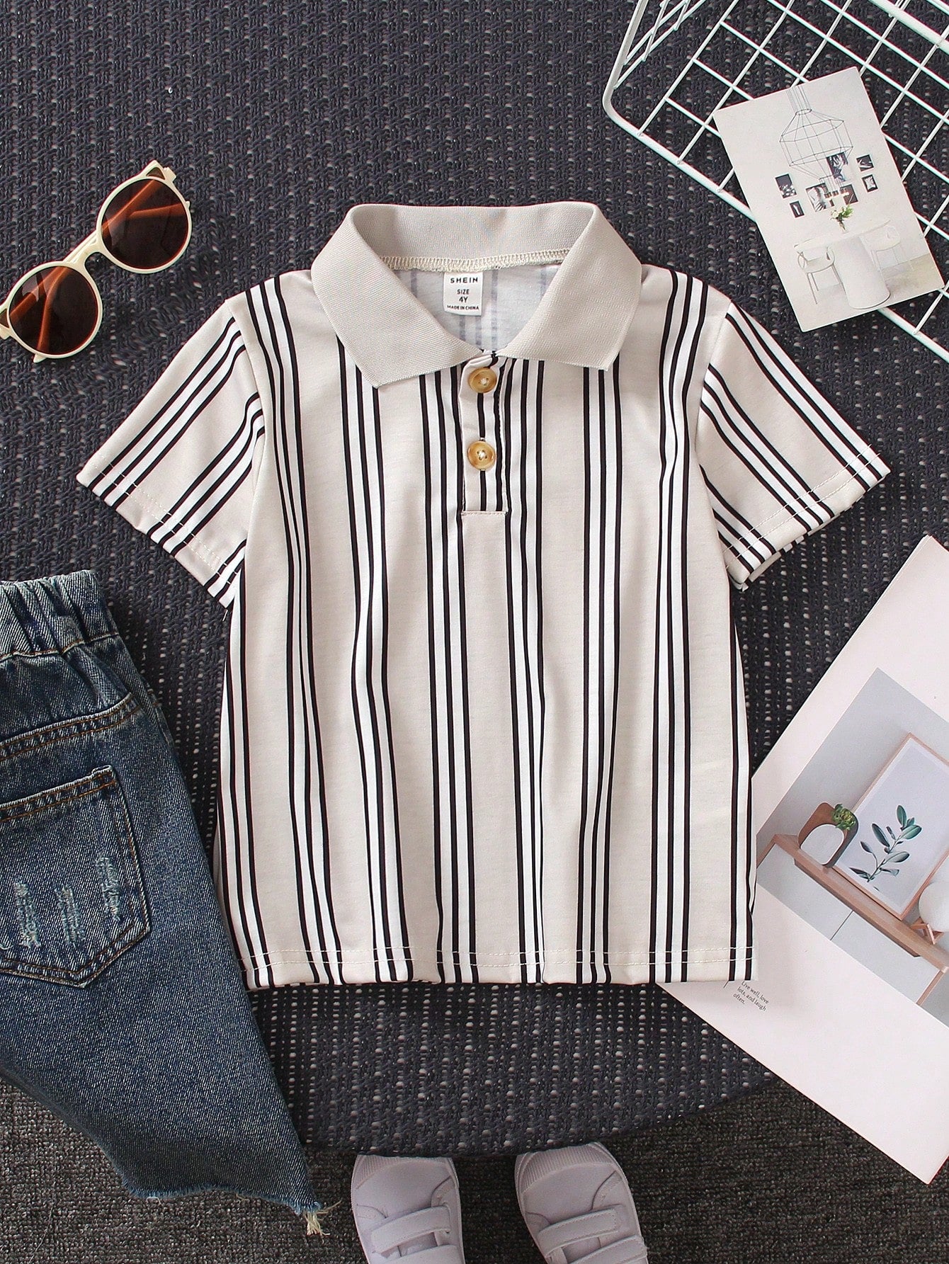 Young Boy Striped Casual Short Sleeve Polo Shirt Summer