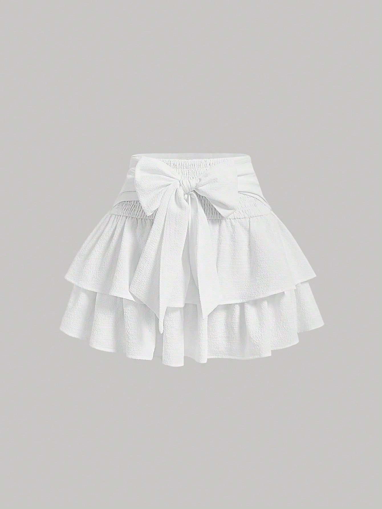 Women White Tied Butterflies Multilayered Cake Hem Summer Skirt