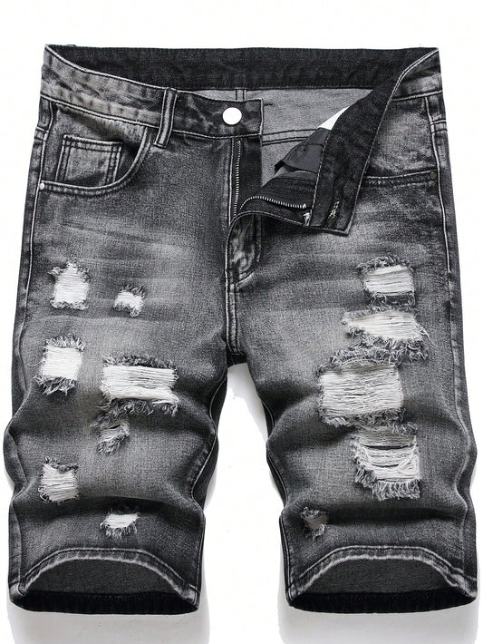 European And American Men Distressed Denim Shorts