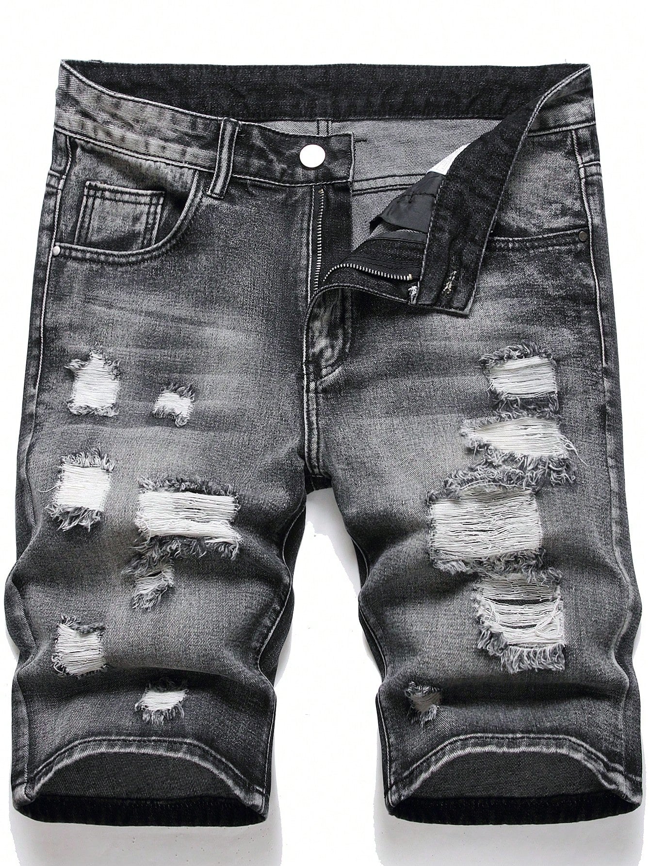 Men Cotton Ripped Frayed Denim Shorts