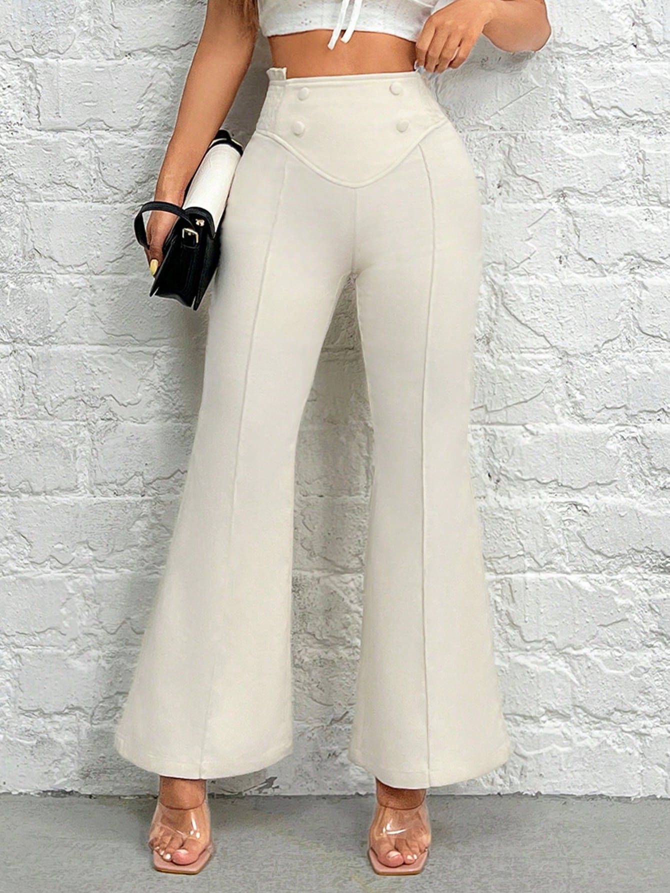 Women's Solid Color Flared Trousers