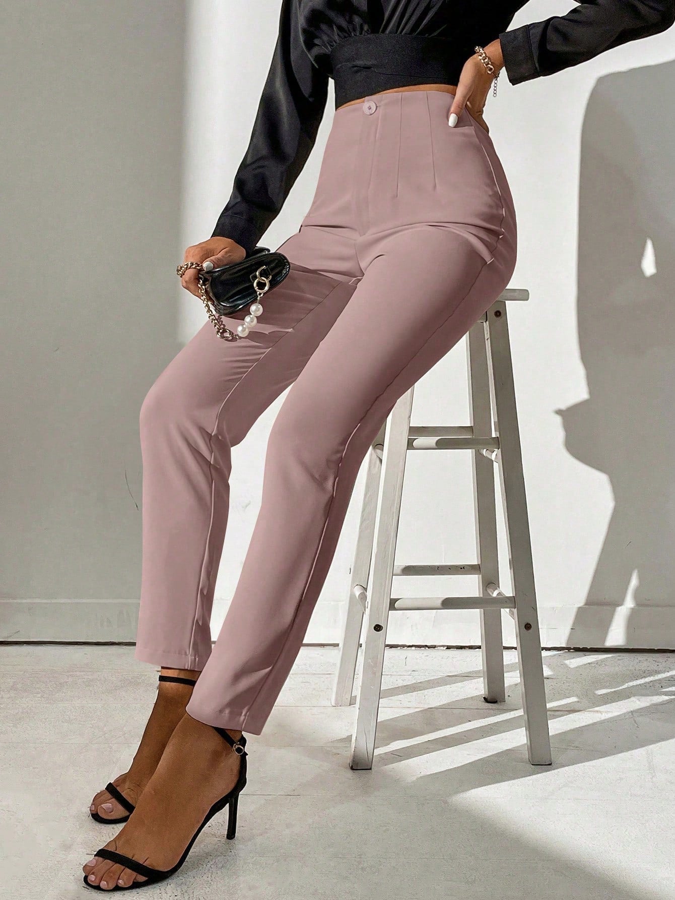 Tall High Waist Plicated Detail Pants