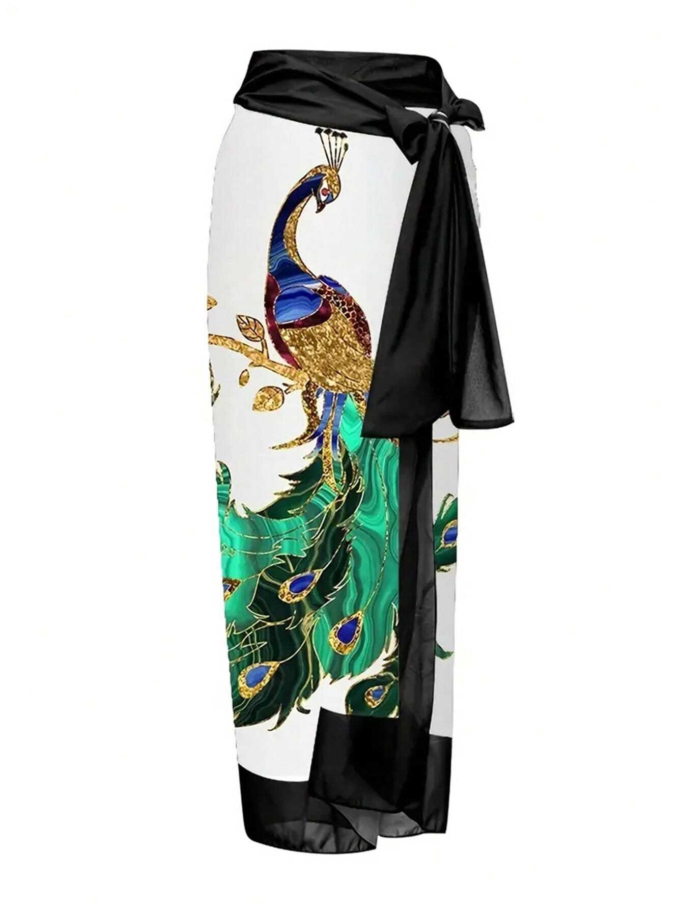 Women's New Sexy Floral Printed Chiffon Beach Skirt, Slim-Fit