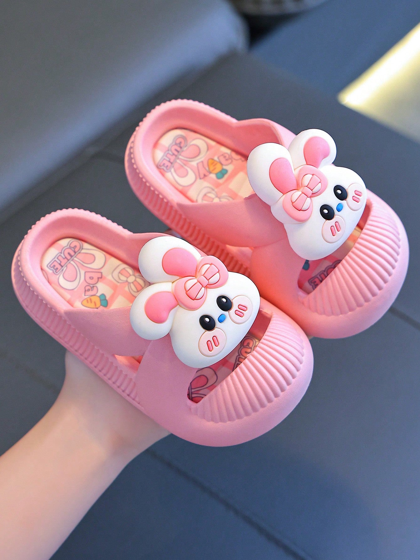 1 Pair Children Cute Indoor Home Rabbit Slippers With Anti-Skid Sole, Suitable For Summer