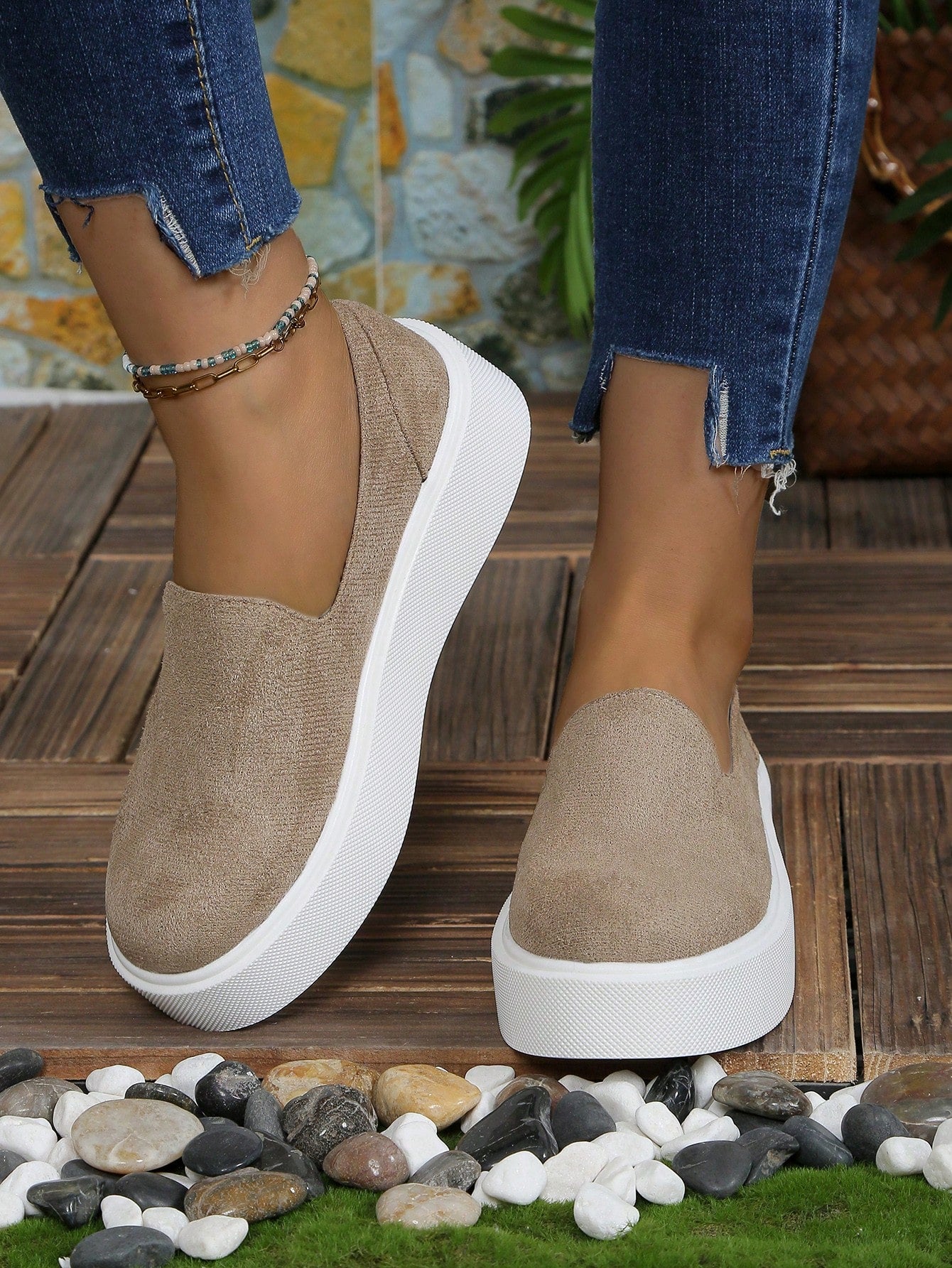 2024 New Women Fashionable Loafers, Casual Round Toe Flat Shoes, Slip-On Low Cut Soft Sole Thick Bottom Shoes With Soft Surface