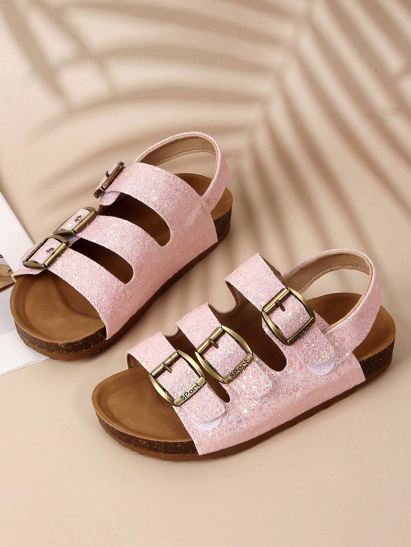 1 Pair New Girls' Glittery Cute White Sandals With Waterproof Platform And Thickened Sole, Fashionable And Versatile Anti-Slip Casual Shoes For Summer Vacation