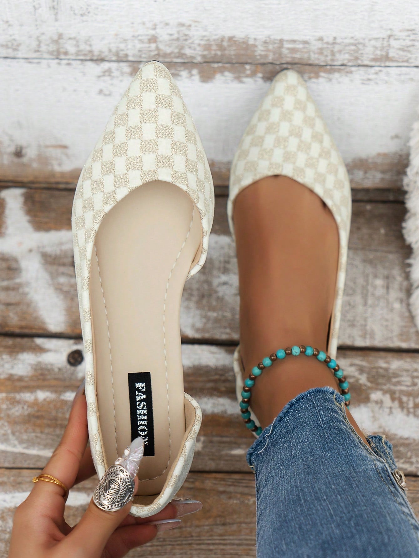 Fashionable Colored Women's Spring & Autumn Pointed Toe Slip-On Flat Shoes, Breathable & Comfortable Hollow-Out Shoes For Work, Parties, Shopping, Students, And Elegant Style