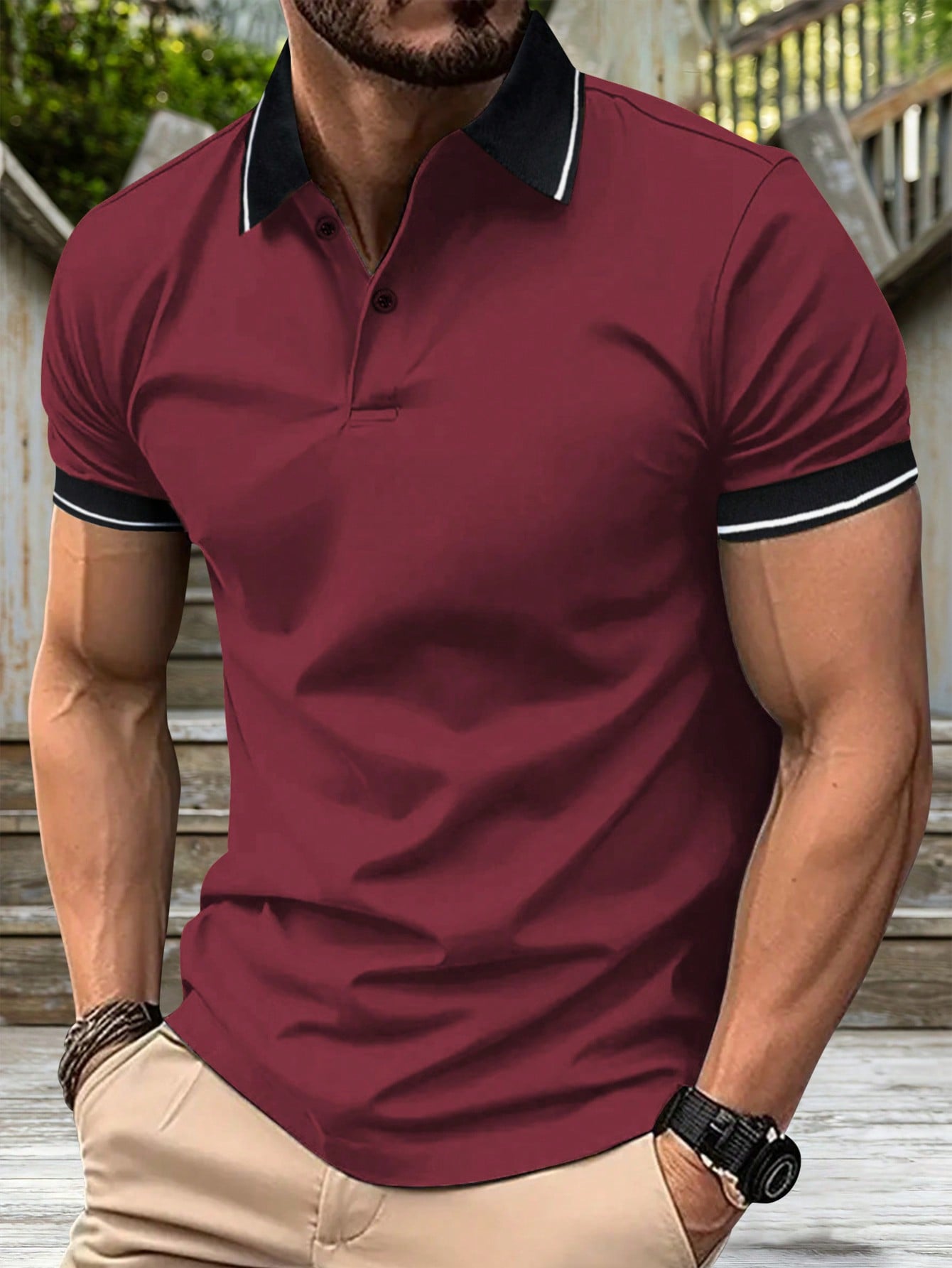 New Men's Short Sleeve Polo Shirt, Summer Color Block Classic Retro Simple Basic Sporty Casual Paul Shirt, Outdoor Wear