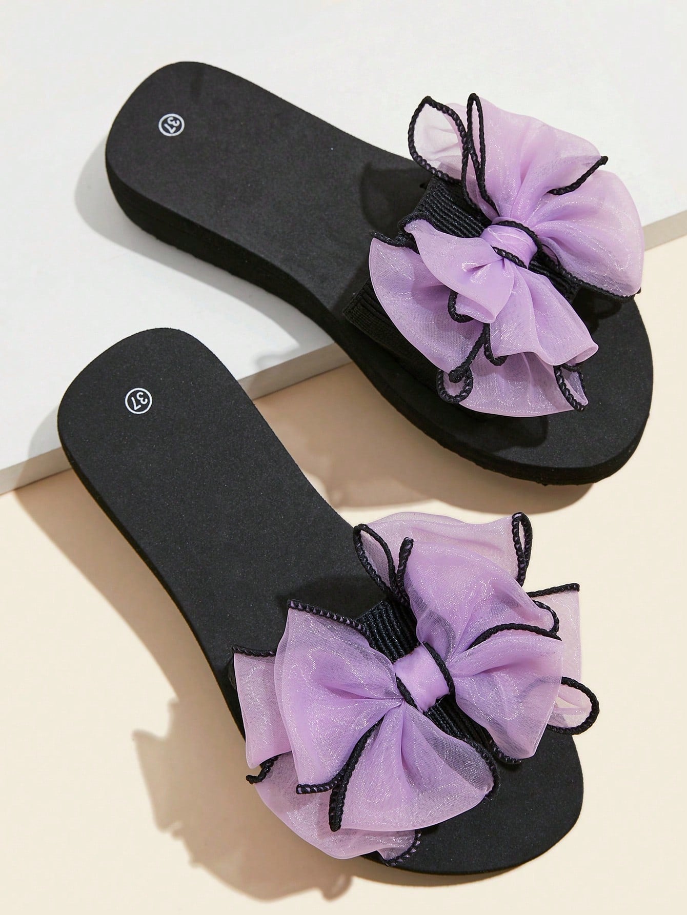 Women Bow Decor Slides, Fashion Summer Slides