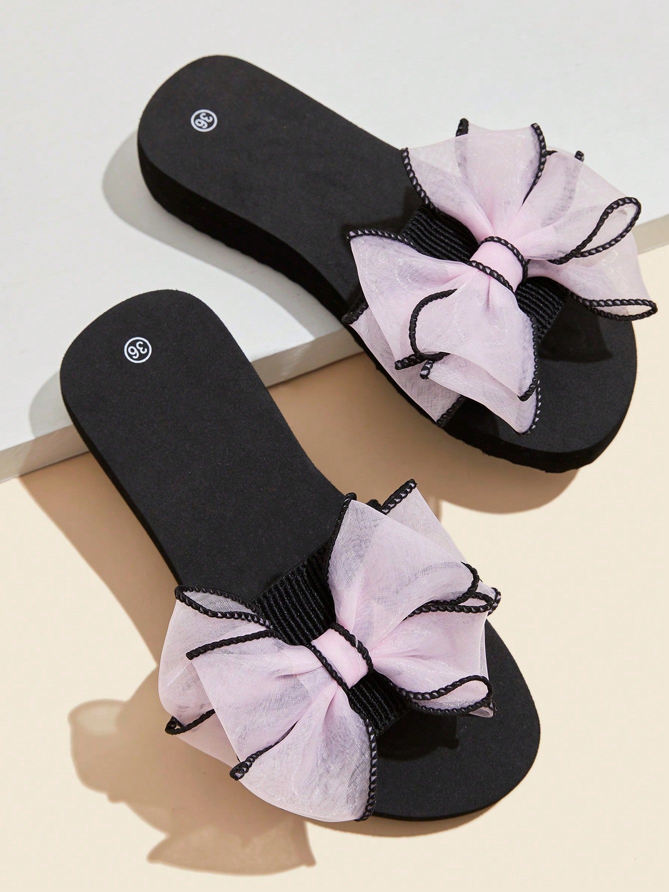 Women Bow Decor Slides, Fashion Summer Slides