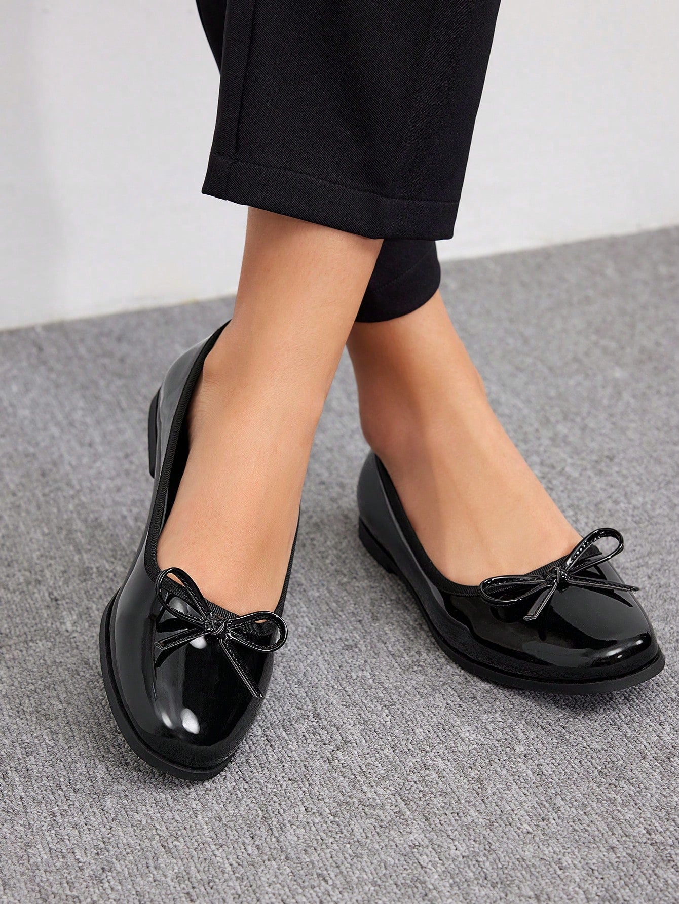 Round Toe Bow Detail Slip On Ballet Flats For Summer Vacation Shoes Summer Sale Elegant Flats Back To School Shoes College Student Shoes