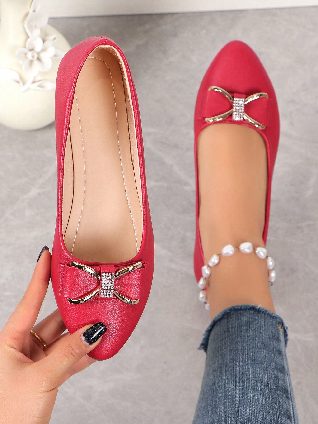 Women's Flat Heel Shoes, Crystal Decor Casual Shoes, Fashionable Shoes