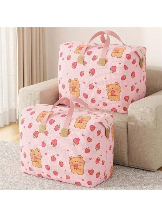 1pc Convenient Portable Storage Bag For Luggage, Cute Cartoon Bear Pattern Design, Lightweight Multi-Function Mobile Bag