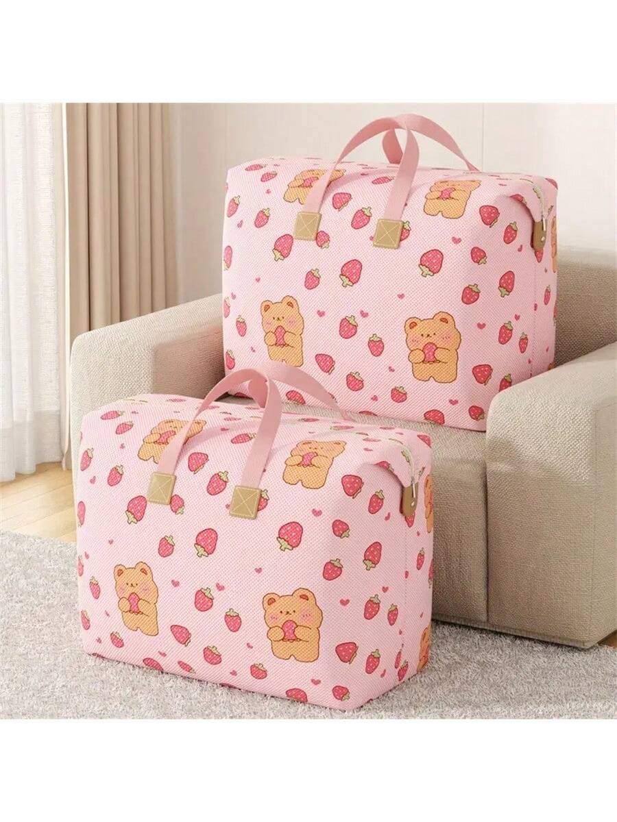 1pc Convenient Portable Storage Bag For Luggage, Cute Cartoon Bear Pattern Design, Lightweight Multi-Function Mobile Bag