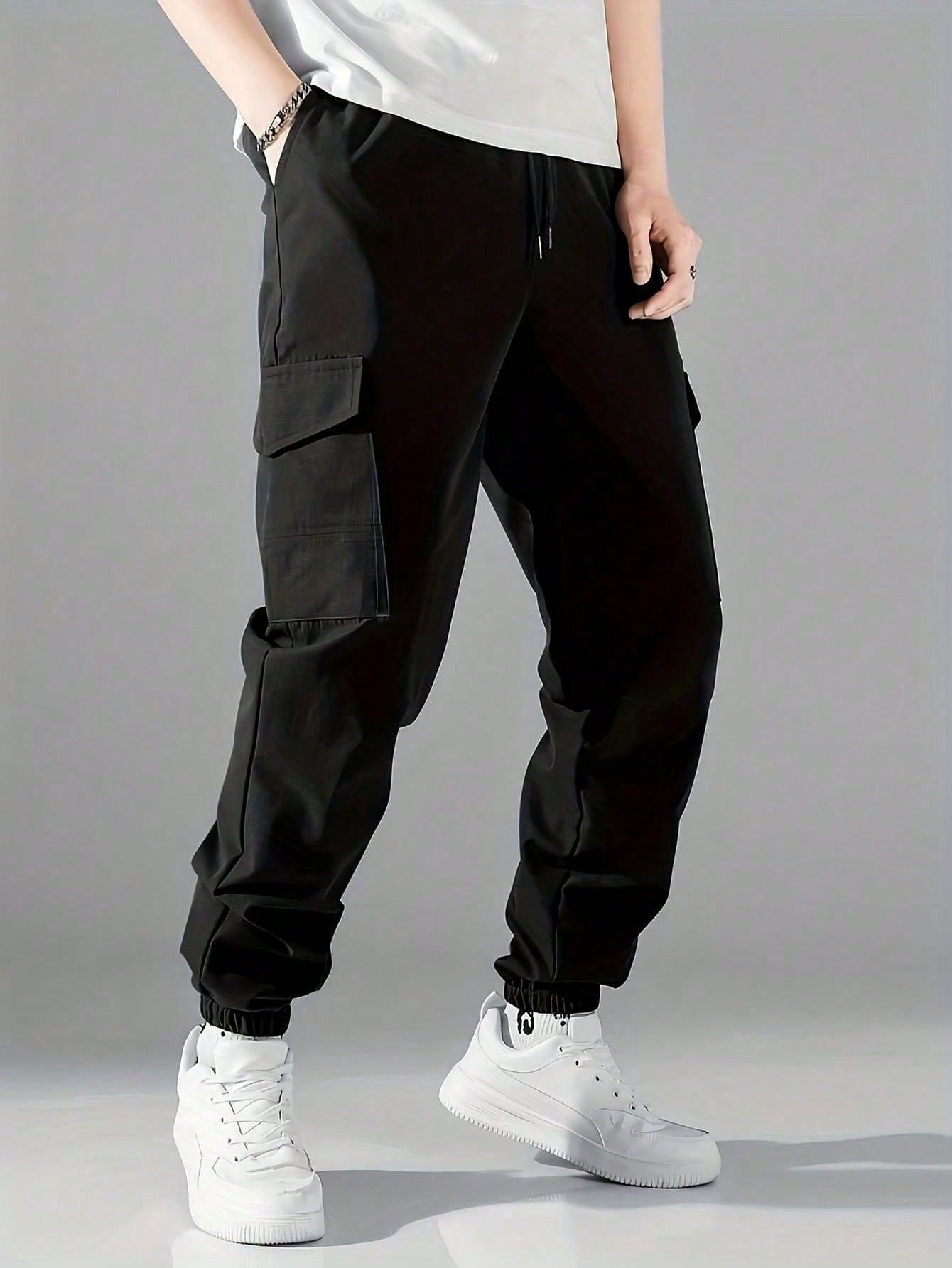 Tween Boy Casual Drawstring Waist Cargo Pants, 1pc Simple Casual Cargo Pants And Casual Commuting Tapered Trousers