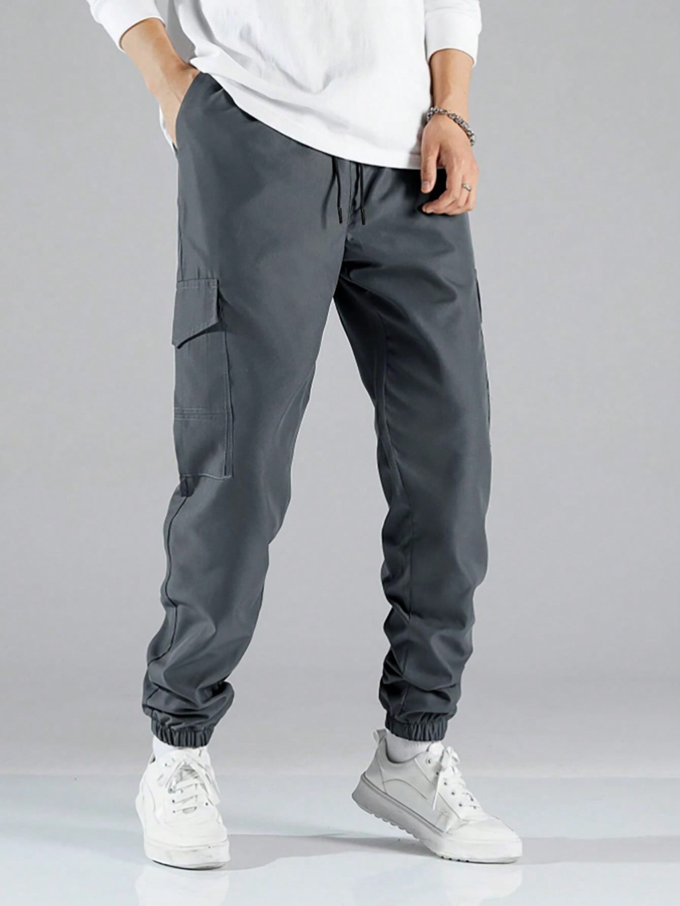 Tween Boy Fashionable Drawstring Waist, Back To School College Style Cargo Pants