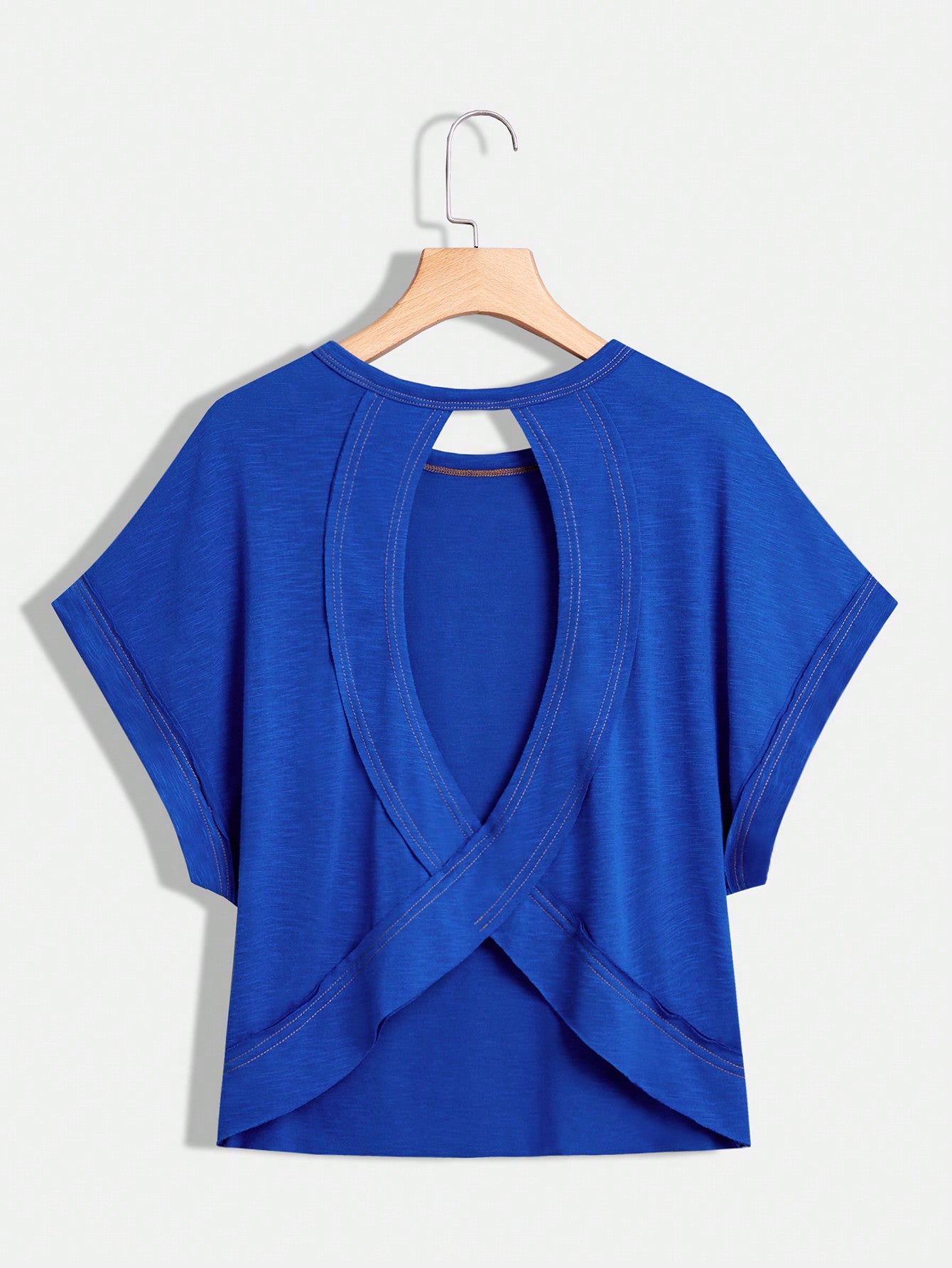 Cut Out Back Batwing Sleeve Tee