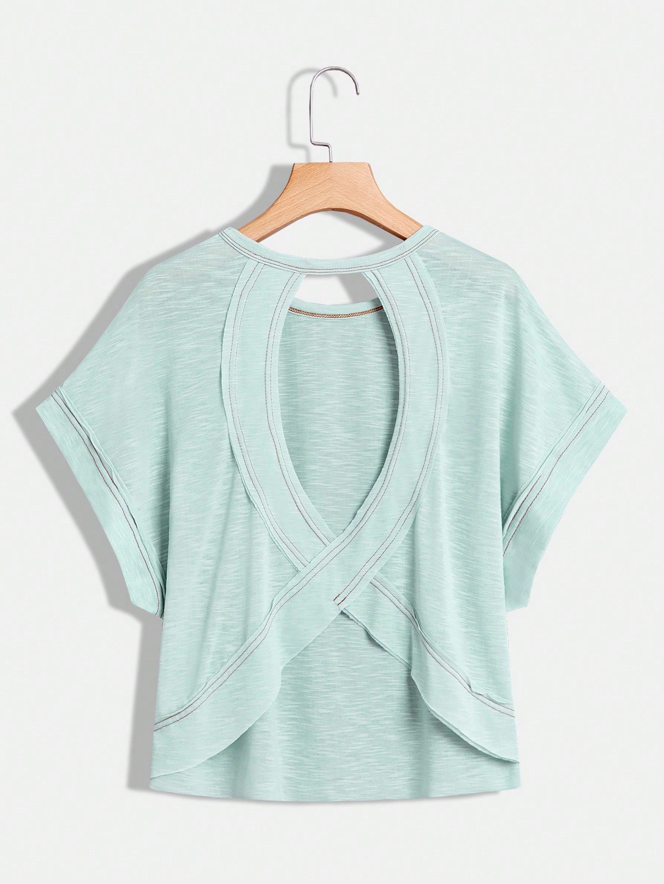 Cut Out Back Batwing Sleeve Tee