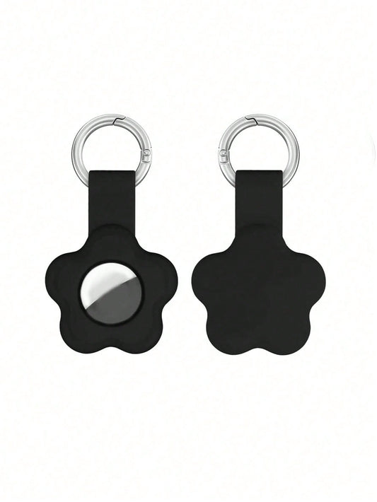 1pc Black Silicone Flower Shape Tracker Protective Cover Compatible With Apple Airtag Tracker Anti-Lost Device