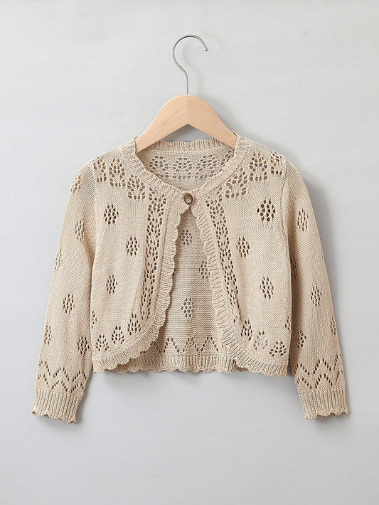 Young Girl Casual Hollow Out Cardigan