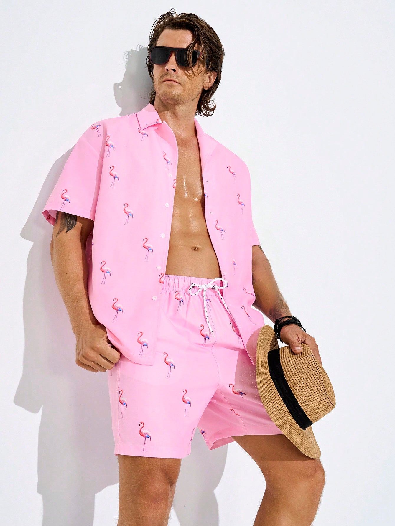 Men Stylish Summer Vacation Print Beach Set