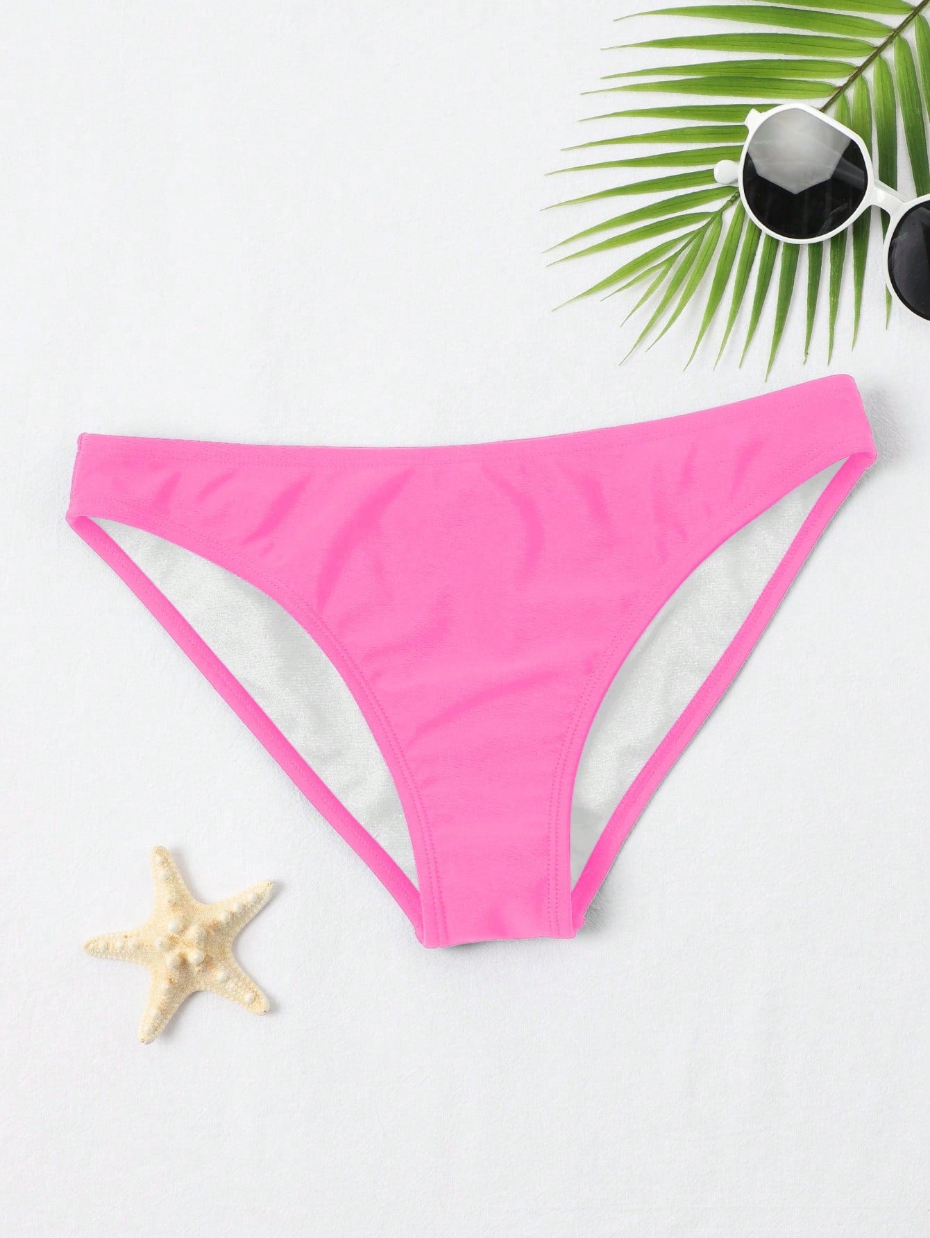 Swim Solid Color Elastic Bikini Bottom For Summer Beach