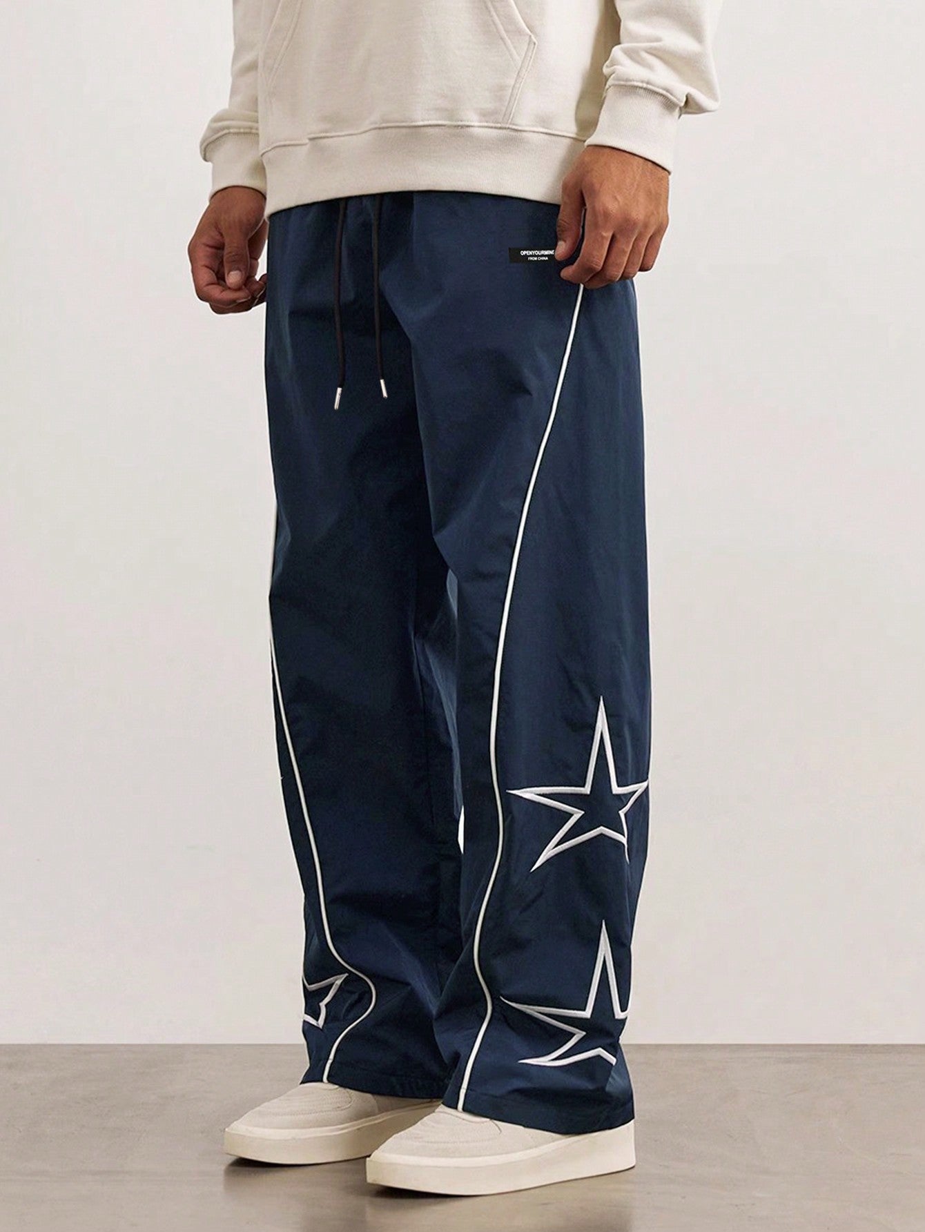 Loose Fit Men's Star Pattern Side Striped Pants